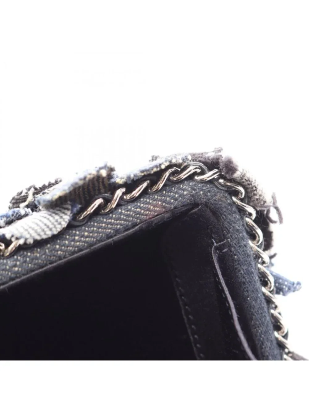 Chanel Shoulder Bag Camellia Denim Blue Chain